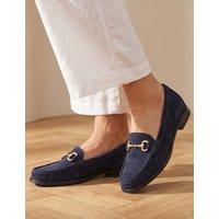 Jones Bootmaker Wide Fit Suede Loafers Navy