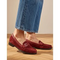 Jones Bootmaker Wide Fit Suede Loafers Red