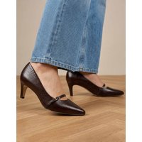 Jones Bootmaker Wide Fit Leather Stiletto Heel Mary Janes Brown