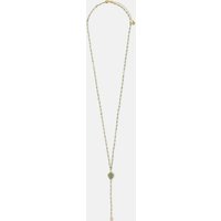 ACCESSORIZE 14ct Gold Plated Aventurine Pendant Lariat Green