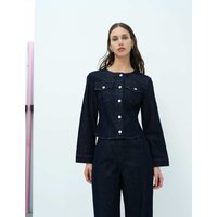 French Connection Pure Cotton Cropped Jacket Dark Blue Denim