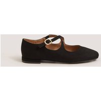 Monsoon Faux Suede Cross Strap Mary Jane Ballet Pumps Black Mix