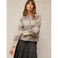 White Stuff Pure Cashmere Collared Jumper Natural Mix