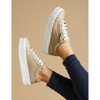 Jones Bootmaker Leather Flatform Trainers Black