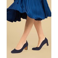 Jones Bootmaker Wide Fit Suede Block Heel Court Shoes Navy