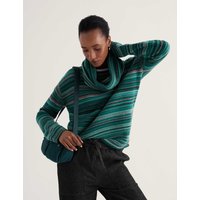 Seasalt Cornwall Merino Wool Rich Striped Snood Teal Mix