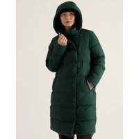 Seasalt Cornwall Waterproof Hooded Unlined Longline Puffer Coat Green