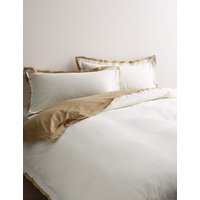 M&S Pure Cotton Contrast Crepe Reversible Bedding Natural Mix