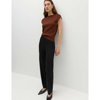 M&S Jersey Straight Leg Trousers with Stretch Black