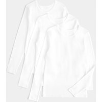 M&S 3 Pack Pure Cotton Long Sleeve Vests (2-14 Yrs) White