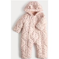 M&S Ditsy Floral Quilted Snowsuit (0-3 Yrs) Pink Mix