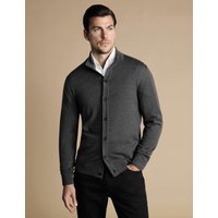 Charles Tyrwhitt Pure Wool Funnel Neck Cardigan Grey