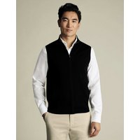 Charles Tyrwhitt Pure Extra Fine Merino Wool Zip Up Gilet Black