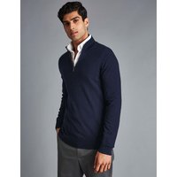 Charles Tyrwhitt Pure Merino Wool Half Zip Jumper Navy