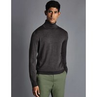 Charles Tyrwhitt Pure Merino Wool Roll Neck Jumper Grey