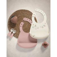 Mamas & Papas 2 Pack Plain & Floral Dribble Bibs Pink