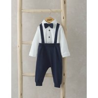Mamas & Papas 3pc Pure Cotton Occasion Outfit (0-2 Yrs) Blue
