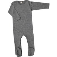 Hans Natur Lilano Baby Strampler mit Fuß Wolle Seide melangegrau Gr56