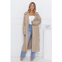 Subtle Sophistication Faux Leather Trench Coat Beige