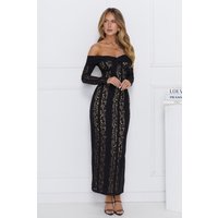 Pure Happiness Off Shoulder Lace Maxi Dress Black