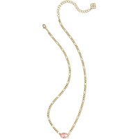 Elisa Gold Figaro Chain Short Pendant Necklace Pink Iridescent Mother Of Pearl