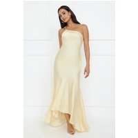 Masquerade Energy One Shoulder Satin Maxi Dress Yellow