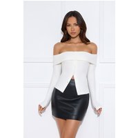 Velvet Frost Long Sleeve Off Shoulder Top Off White