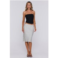 Set Trends Now Satin Polka Dot Midi Skirt Off White