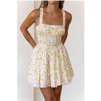 Cottage Charm Milkmaid Mini Dress Yellow