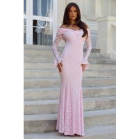 Laced Up Luxe Off Shoulder Maxi Dress Light Pink
