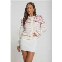 Crystal Holiday Knitted Cardigan Cream