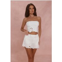 Style Expression Strapless Tailored Crop Top White