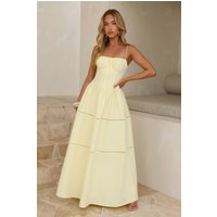 Sunny Day Embroidered Tiered Maxi Dress Yellow