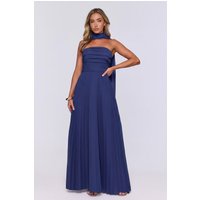 Sugar Babe Strapless Pleated Maxi Dress Navy