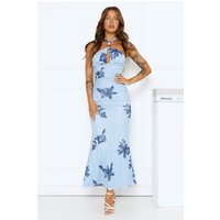 Petal Dusk Mesh Halter Maxi Dress Blue