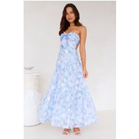 Ethereal Spring Strapless Maxi Dress Blue