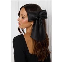 Satin Bow Hair Clip Black