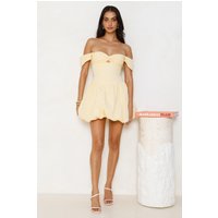 Classic Romance Off Shoulder Bubble Mini Dress Yellow