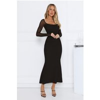 Trendsetter Edit Mesh Long Sleeve Maxi Dress Black