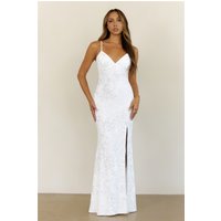 Floating On Air Sequin Butterfly Back Maxi Dress White