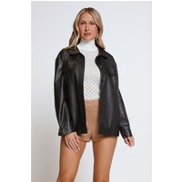 Kendall Faux Leather Shacket Black