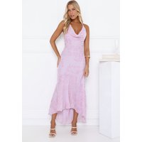 Velvet Bloom Cowl Neck High-Low Maxi Dress Lilac