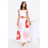 Petal To The Party Off Shoulder Maxi Dress White