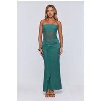 Kissable Strapless Mesh Maxi Dress Teal