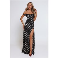 Trending Live Off Shoulder Polka Dot Maxi Dress Black