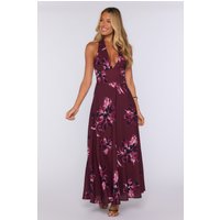 The Night Shift Halter Maxi Dress Wine
