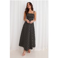 Vintage Vibes Polka Dot Maxi Dress Black