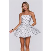 First Served Strapless Polka Dot Mini Dress White