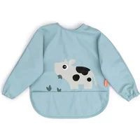Done by Deer Sleeved Pocket Bib Tiny Farm Blue