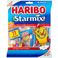 HARIBO Starmix Minis Fruit & Cola Flavour Jelly & Foam Sweets 11 x 16g Fun Size Bags Multipack 176g